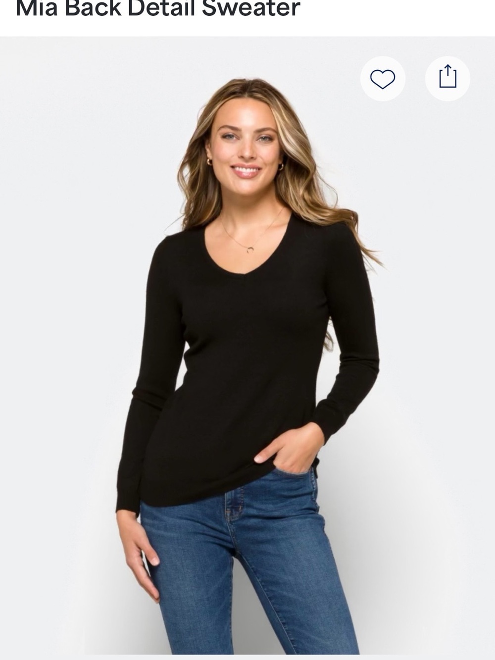 Love Ellie Mia Black V-Neck Sweater with detailed back